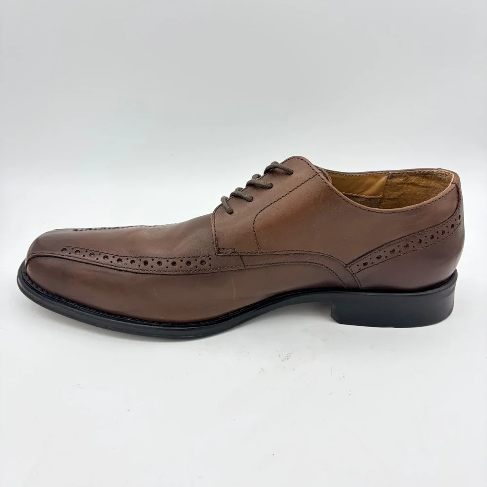 Stacy‎ Adams Mens 10.5 Square Toe Oxfords Brown Leather Memory Foam